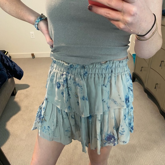 LoveShackFancy Blue Floral Ruffle Mini Skirt - Picture 4 of 8